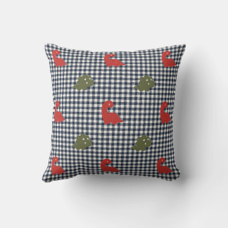 Preppy Boys Dinosaur Gingham Red Army Green & Navy Kissen