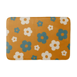 Preppy Brown Blue Floral Einfaches Muster für die Badematte