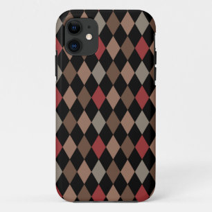 Preppy Brown Red and Black Raute Pattern Case-Mate iPhone Hülle