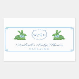 Preppy Bunny Monogram Baby Shooting Danke, dass du Rechteckiger Aufkleber