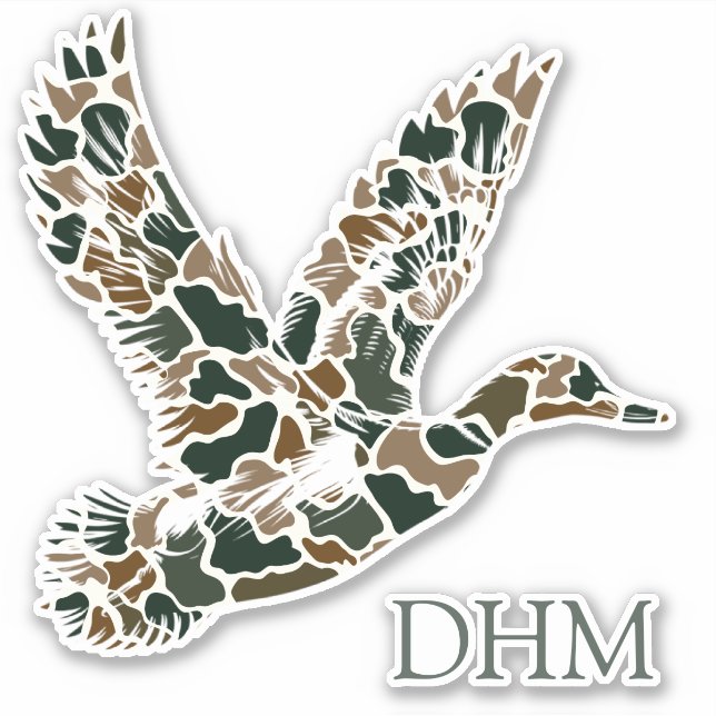 Preppy Camouflage Mallard Duck Monogram Aufkleber (Vorderseite)