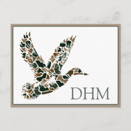 Preppy Camouflage Mallard Duck Monogram Postkarte