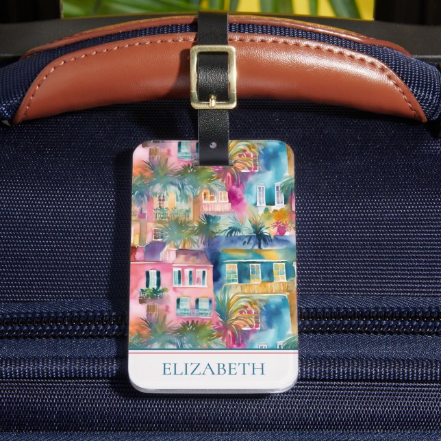 Preppy Charleston Houses Personalisiert Gepäckanhänger (Vorderseite Insitu 2)
