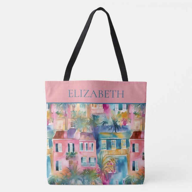 Preppy Charleston Houses Personalisiert Tasche (Vorderseite)