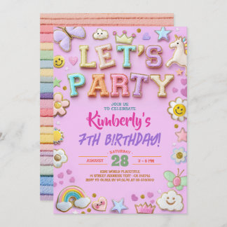 Preppy Chenille Patch Letter Stickers Geburtstag Einladung