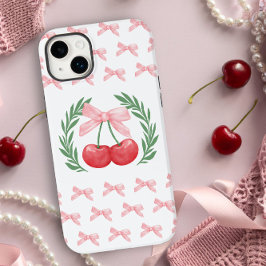 Preppy Cherries Pink Bows und Laurel Wreath Logo Case-Mate iPhone 14 Plus Hülle