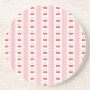 Preppy Cherry Stripes - Pink and Off White Getränkeuntersetzer