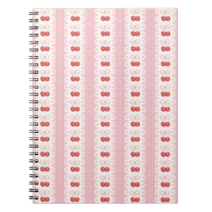 Preppy Cherry Stripes - Pink and Off White Notizblock