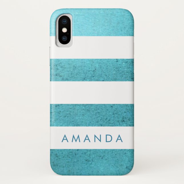 Preppy chic BLUE GLITZER personalisiert gestrichen Case-Mate iPhone Hülle (Rückseite)