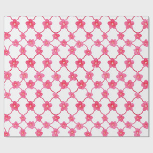 Preppy Chic Ditsy Pink Blume Geschenkpapier