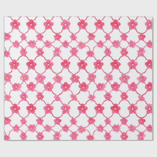 Preppy Chic Ditsy Pink Blume Geschenkpapier