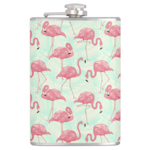 Preppy Chic Elegant rosa Flamingo Muster Flachmann