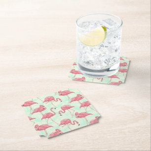 Preppy Chic Elegant rosa Flamingo Muster Untersetzer