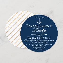 Preppy Chic Nautical Navy Engagement Party Einladung