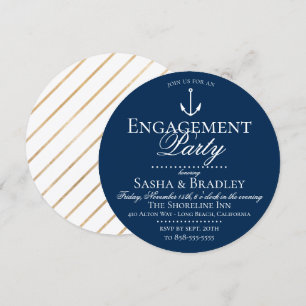 Preppy Chic Nautical Navy Engagement Party Einladung