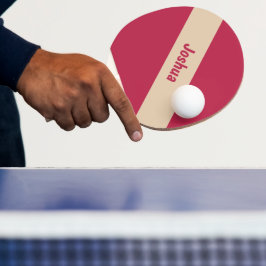 Preppy Chic Tan und Magenta Personalisiert Name Tischtennis Schläger