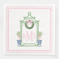 Preppy Chinoiserie Christmas Pagoda Monogram