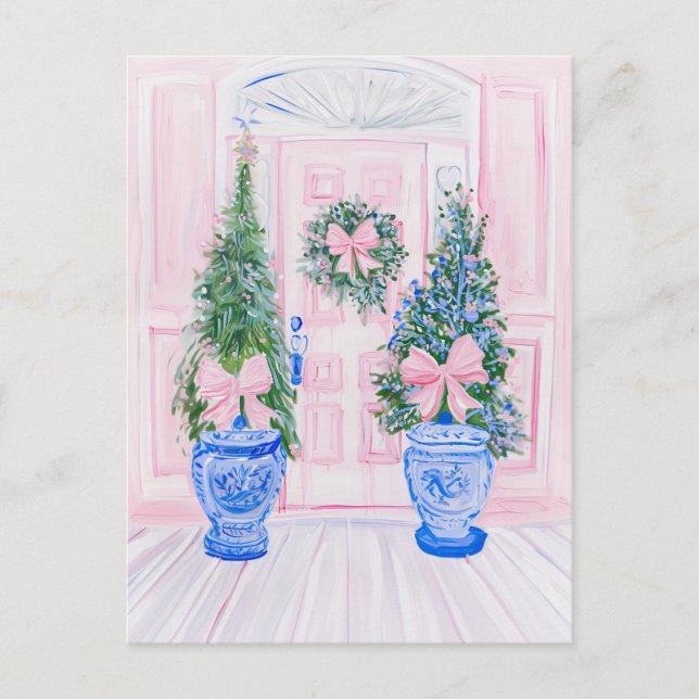 Preppy Chinoiserie Ginger Jar Weihnachtsbaum Postkarte (Vorderseite)