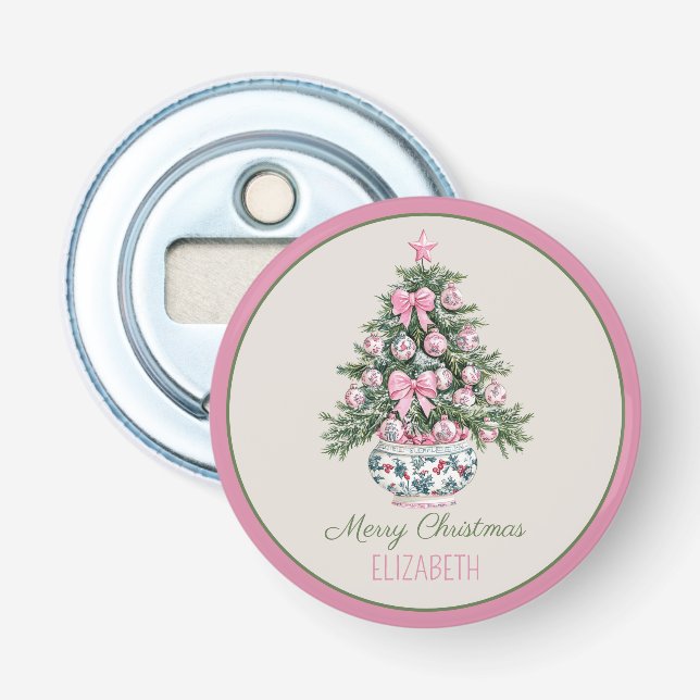 Preppy Chinoiserie Weihnachtsbaum Personalisiert Flaschenöffner (Vorderseite)