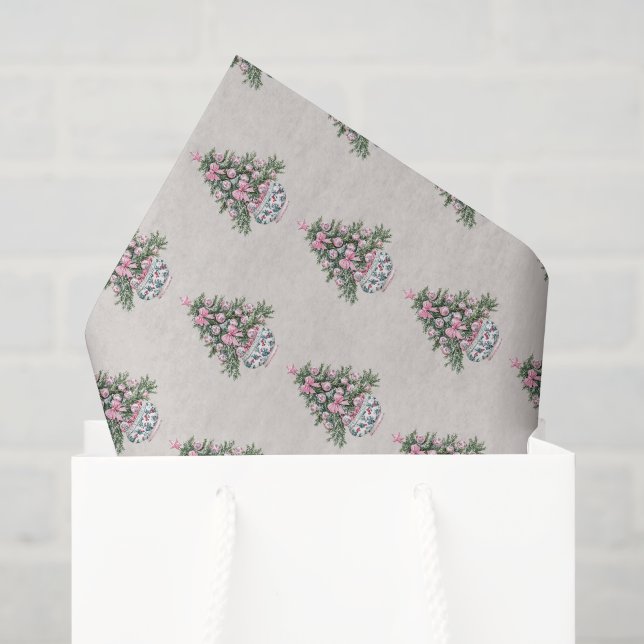 Preppy Chinoiserie Weihnachtsbaum Personalisiert Seidenpapier (Geschenktüte)