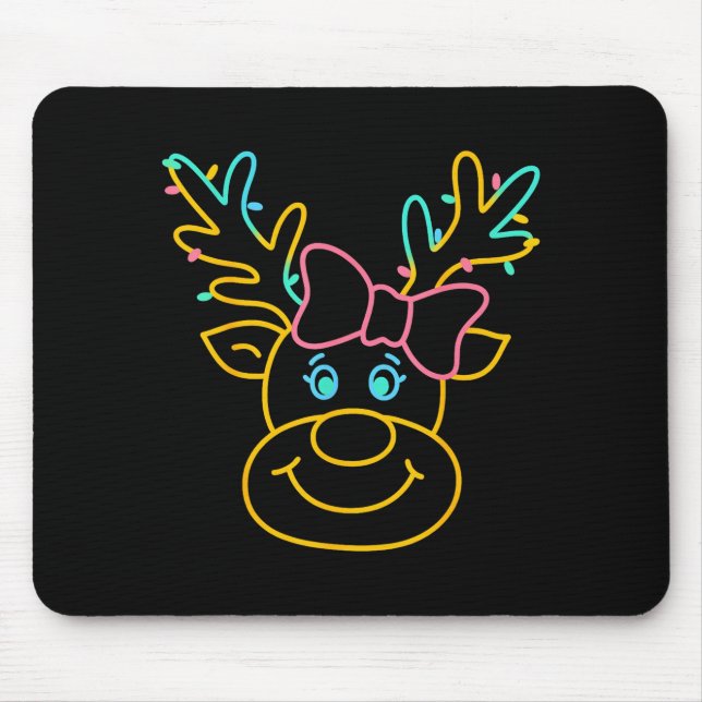 Preppy Christmas Coquette Bow Reindeer Family Matc Mousepad (Vorne)