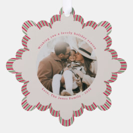 Preppy Christmas Ornament with Photo and Monogram