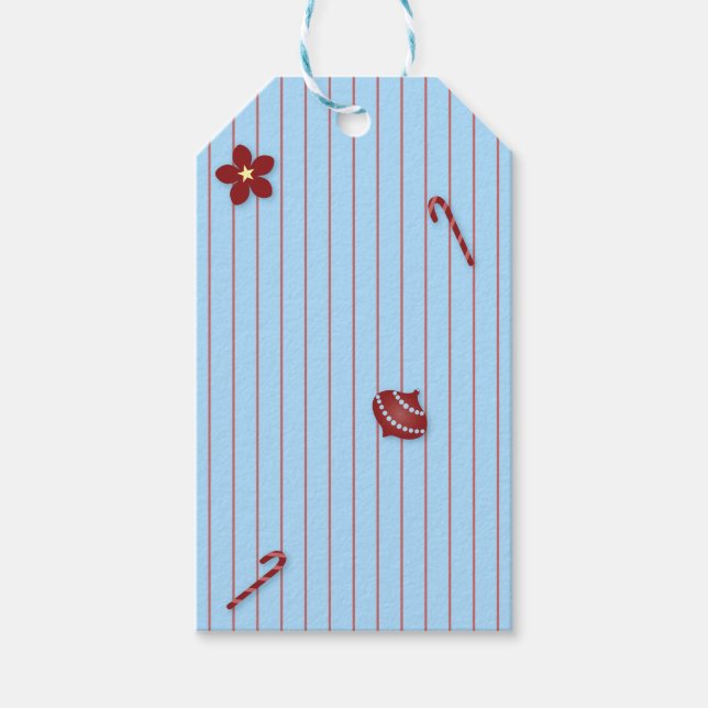 Preppy Christmas Pinstripe Geschenkanhänger (Vorderseite)