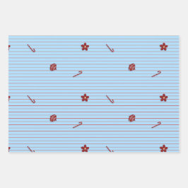 Preppy Christmas Pinstripe Geschenkpapier Set