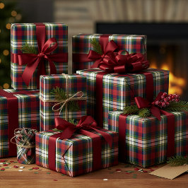 Preppy Christmas Plaid Wrapping Paper Geschenkpapier