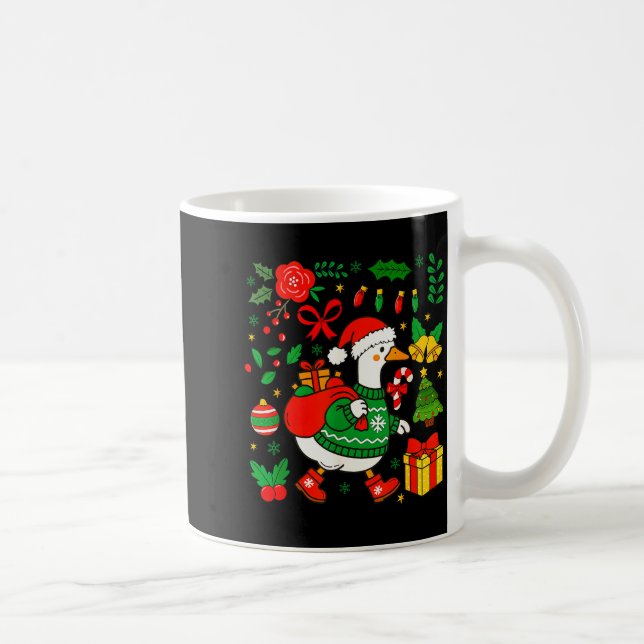 Preppy Christmas Santa Gooses Bow Xmas Tree Funny  Kaffeetasse (Rechts)