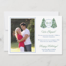 Preppy Christmas Tree Monogram Holidays Elopement Ankündigung