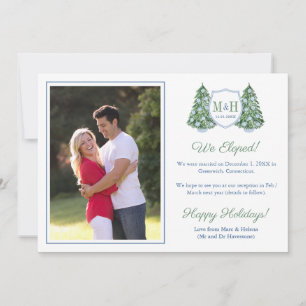 Preppy Christmas Tree Monogram Holidays Elopement Ankündigung