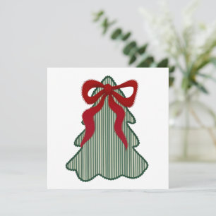 Preppy Christmas Tree Red Bow Hand Drawn Coquette Feiertagskarte