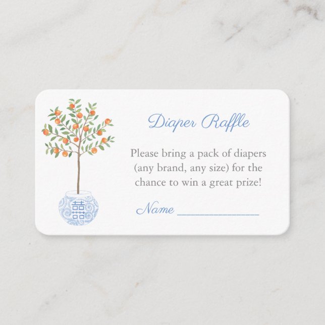 Preppy Citrus Tree Diaper Raffle Baby Dusche Begleitkarte (Vorderseite)