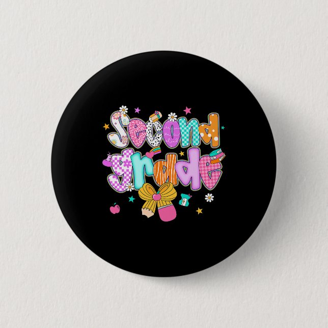 Preppy Ck Zur Schule 2. Klasse Coquette Bow Mädche Button (Vorderseite)