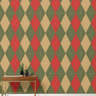 Preppy Classic Argyle Army Grün, Scheunenrot und K Tapete