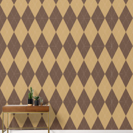 Preppy Classic Argyle Chocolate Brown & Khaki Tapete