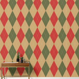 Preppy Classic Argyle Khaki, Army Green & Barn Red Tapete