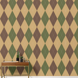 Preppy Classic Argyle Khaki, Army Green & Brown Tapete