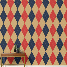 Preppy Classic Argyle Khaki, Navy & Barn Red Tapete