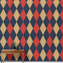 Preppy Classic Argyle Navy, Barn Red & Khaki Tapete