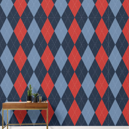 Preppy Classic Argyle Navy, Barn Red & Smoke Blue Tapete
