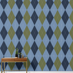 Preppy Classic Argyle Smoke Blau, Navy Armee Grün Tapete