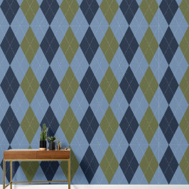 Preppy Classic Argyle Smoke Blue, Navy  Army Green Tapete