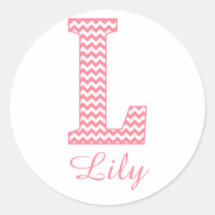 Preppy Classic Pink Chevon Letter L Monogram Runder Aufkleber