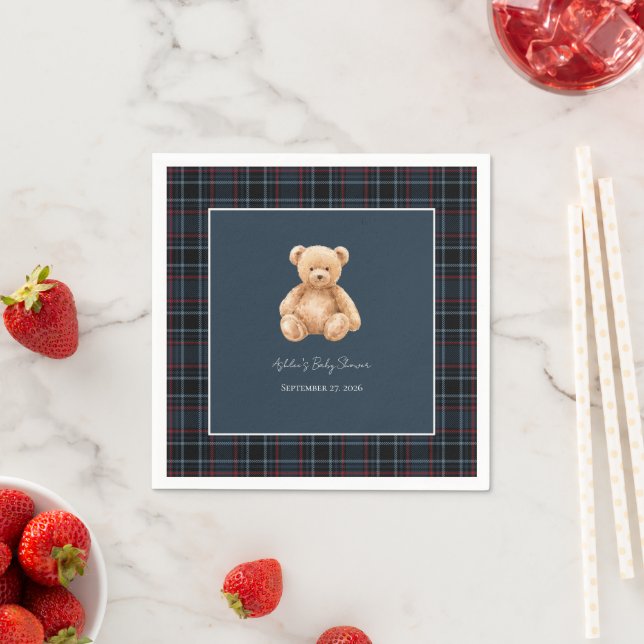 Preppy Classic Teddy Bear Baby Shower  Serviette (Beispiel)