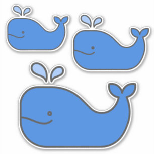 Preppy Coastal Blue Whales Aufkleber