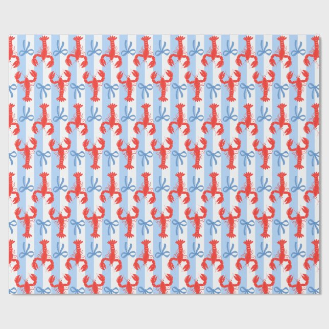 Preppy Coastal Hummer and Bows Geschenkpapier (Flach)