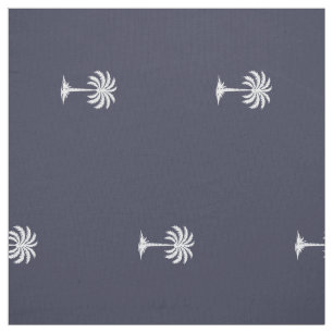 Preppy Coastal Palm Tree on Midnight Blue Stoff