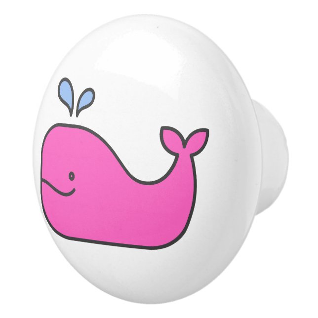 Preppy Coastal Pink Whale Keramikknauf (Rechts)